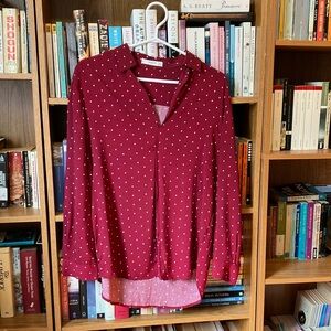 Mango Popover Red Collared Blouse